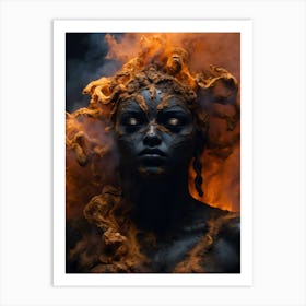 Woman In Smoke Art Print