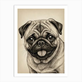 Pug Dog Drawing Art Print