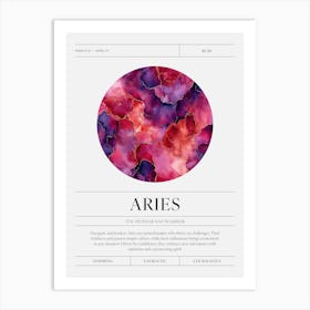 Aries Zodiac Sign, Ruby Birthstone Crystal Gem Art Print