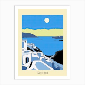 Poster Of Minimal Design Style Of Santorini, Greece 2 Art Print