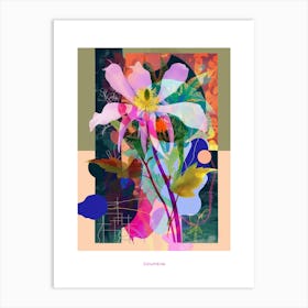 Columbine 1 Neon Flower Collage Poster Art Print