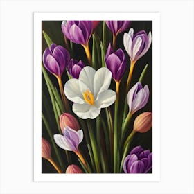 Crocus Still Life Oil Painting Flower Art Print
