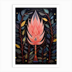 Protea 4 Hilma Af Klint Inspired Flower Illustration Art Print