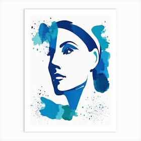 blue matisse watercolour woman portrait 10 Art Print