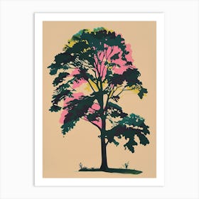 Beech Tree Colourful Illustration 3 Art Print