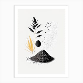 Black Sesame Spices And Herbs Minimal Line Drawing 1 Art Print