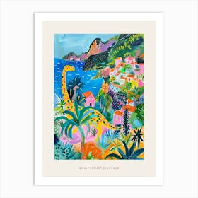 Dinosaur By The Amalfi Coast Painting 2 Poster Art Print