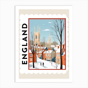 Retro Winter Stamp Poster Canterbury United Kingdom 3 Art Print