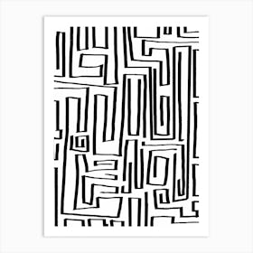 Labyrinth Line Art B And W A Art Print