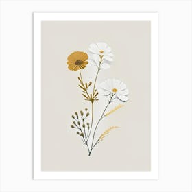 Feverfew Spices And Herbs Retro Minimal 5 Art Print