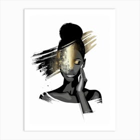 Black Woman With Gold Paint Art Print