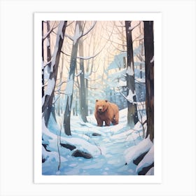 Winter Brown Bear 5 Illustration Art Print