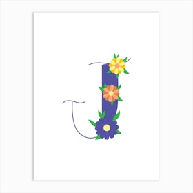 Living Room Floral Letters Purple 10 Art Print