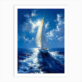 Sailboat In The Moonlight Art Print