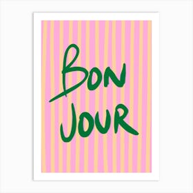 Bon Jour Stripes Art Print