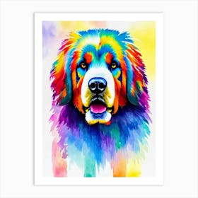 Tibetan Mastiff Rainbow Oil Painting Dog Art Print