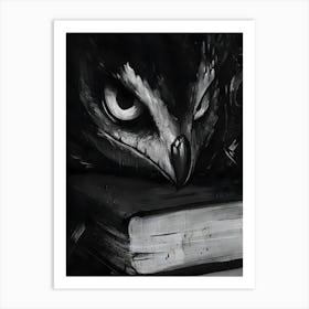 Dark Gothic Owl On A Book Art Print