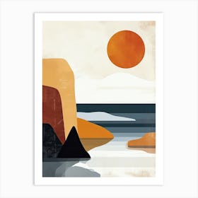 Sunset At The Beach , Scandinavian Simplicity Art Print