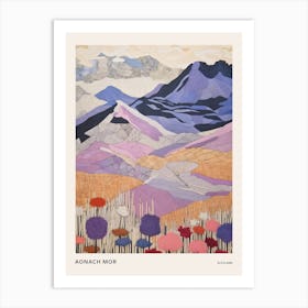 Aonach Mor Scotland Colourful Mountain Illustration Poster Art Print