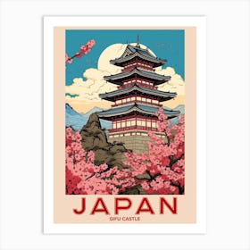 Gifu Castle, Visit Japan Vintage Travel Art 3 Art Print