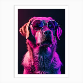 Beautiful Dog Under Neon Lights 23 Art Print