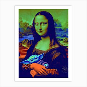 Mona Lisa with Baby Yoda 2 Art Print