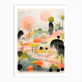 Kyoto Zen Gardens Abstract Riso Style 3 Art Print