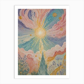 Rainbow Pastel Burst Art Print