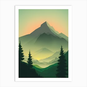 Misty Mountains Vertical Background In Green Tone 37 Art Print