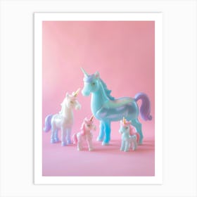 Toy Unicorn Family Pastel 2 Art Print