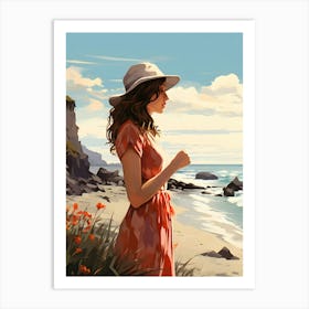 Girl On The Beach Art Print