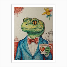 Lizard In A Suit Art Print