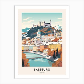 Vintage Winter Travel Poster Salzburg Austria 2 Art Print