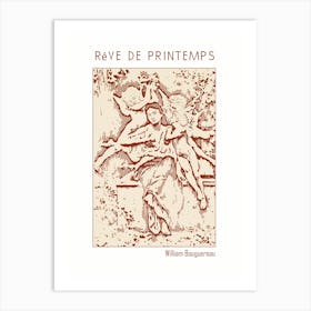 Line Art Minimalist – Rêve De Printemps – William Bouguereau – Classic Painting 1 Art Print