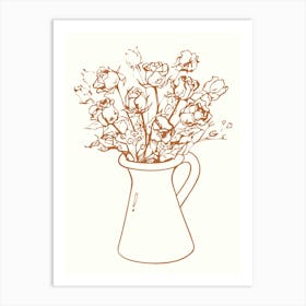 Roses In A Vase hand drawing illustration Art Print