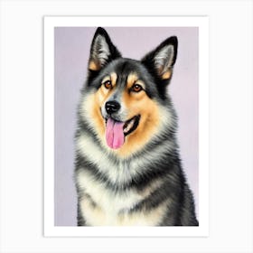 Norwegian Elkhound Watercolour Dog Art Print