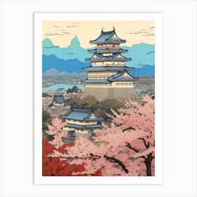 Himeji Castle, Japan Vintage Travel Art 2 Art Print