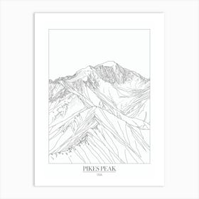 Pikes Peak Usa Line Drawing 6 Poster Art Print