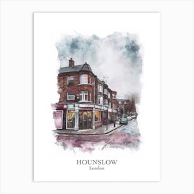 Hounslow London Borough   Street Watercolour 4 Poster Art Print