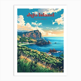 Jeju Island South Korea Kdrama Travel Art Illustration Poster