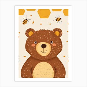 Teddy Bear With Bees 1 Art Print