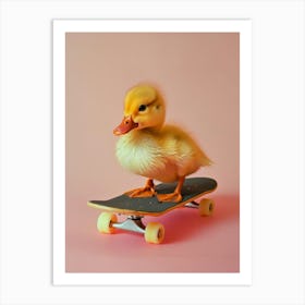 Duck On Skateboard Art Print