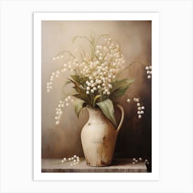 Lily Of The Valley, Autumn Fall Flowers Sitting In A White Vase, Farmhouse Style 2 Art Print
