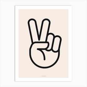 Minimal Peace Hand Sign Bold Print Art Print