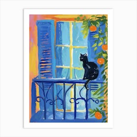 Cat On A Window With Oranges Art Print