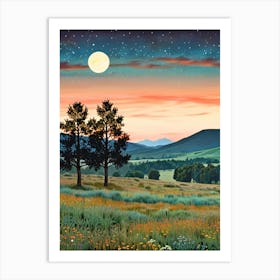 Sunset In The Meadow Art Print