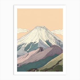 Pico De Orizaba Mexico Color Line Drawing (6) Art Print