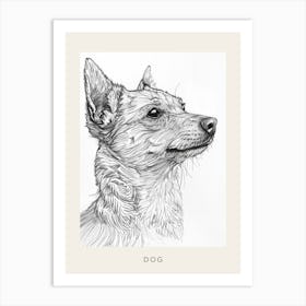 Furry Wire Haired Dog Line Sketch 1 Poster Art Print