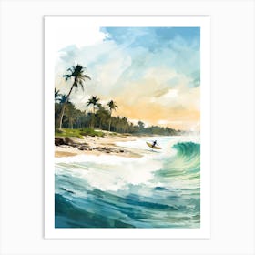 Surfing In A Wave On Tulum Beach, Riviera Maya Mexico 2 Art Print