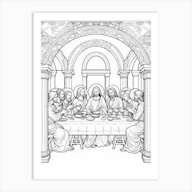 Line Art Inspired By The Last Supper 3 Art Print